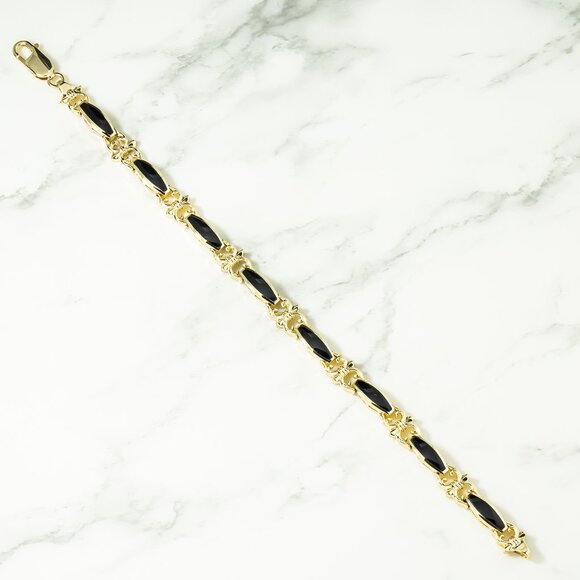 14k Yellow Gold Onyx Bracelet